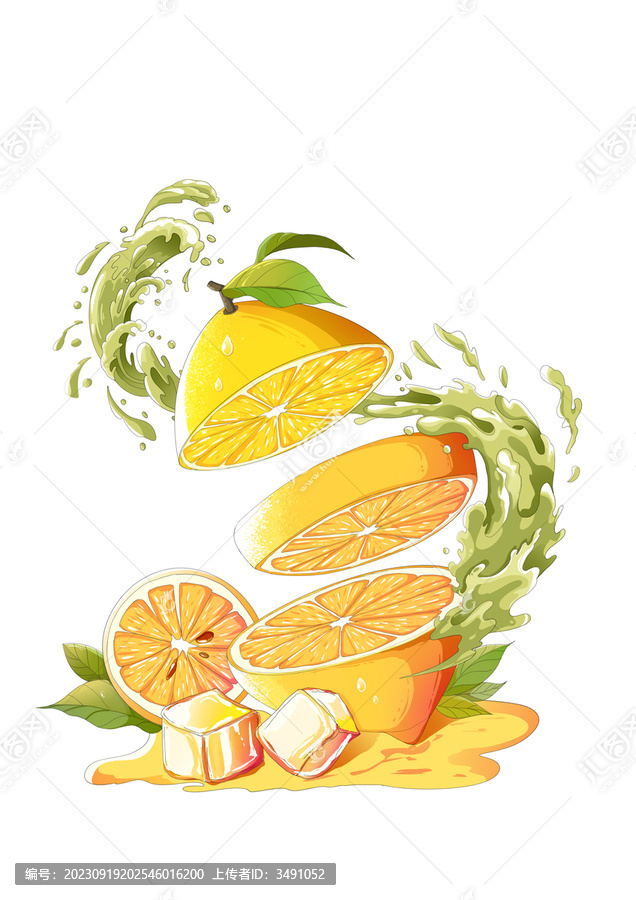 檸檬汁國潮插畫果茶