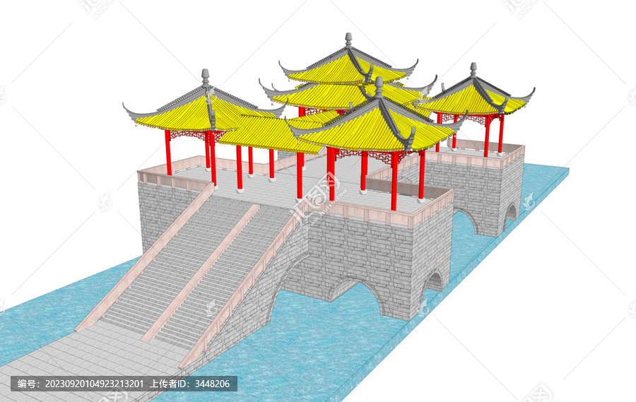 五亭橋鳥瞰效果圖