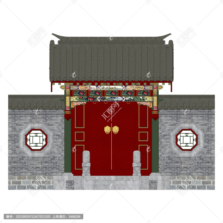 垂花門正立面效果圖