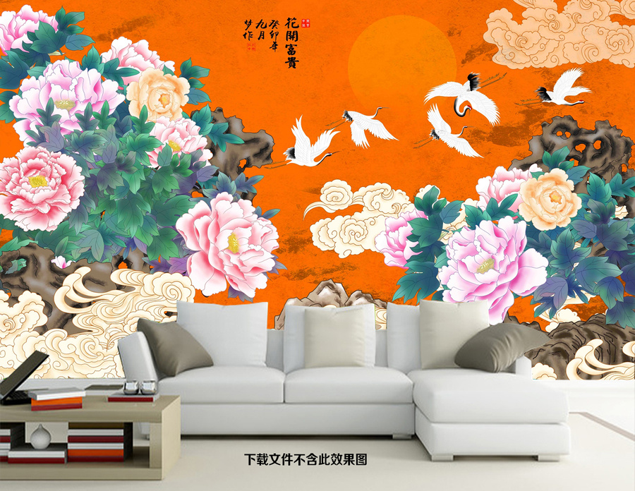 牡丹花背景墻