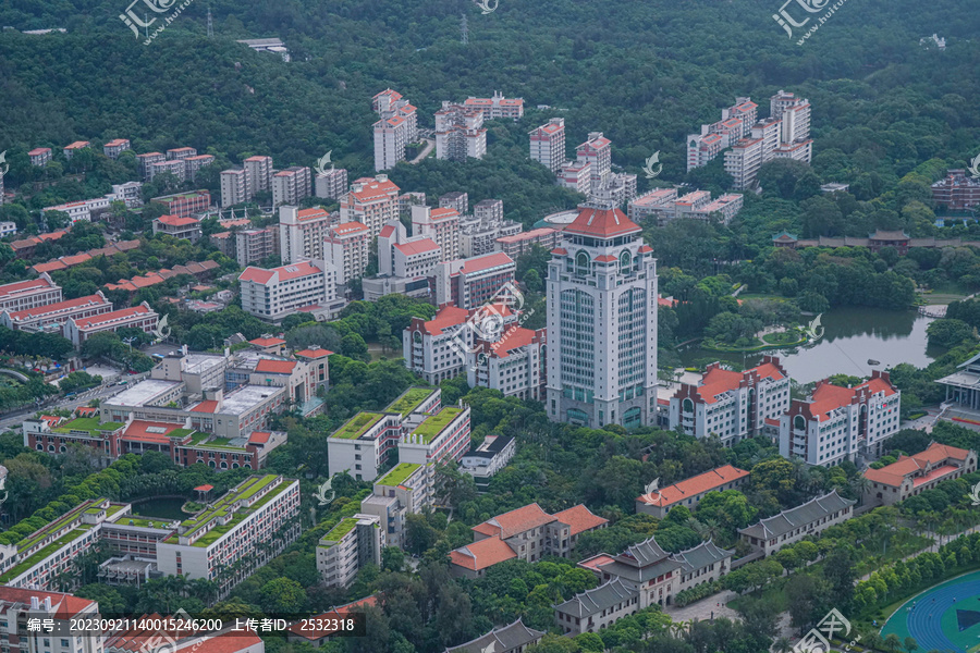 航拍厦门大学厦大城市风光