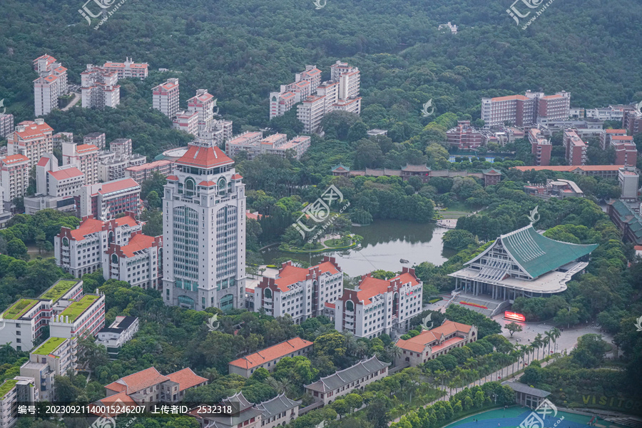 航拍厦门大学厦大城市风光