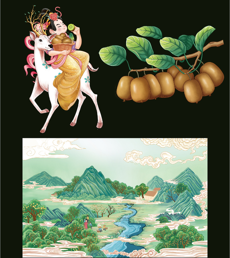 獼猴桃手繪國(guó)風(fēng)插畫