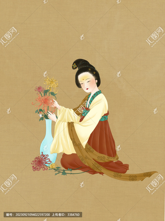 賞菊仕女圖