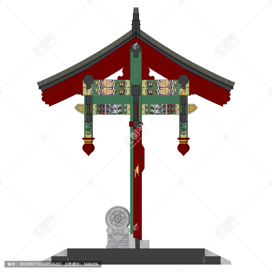 垂花門(mén)剖面效果圖