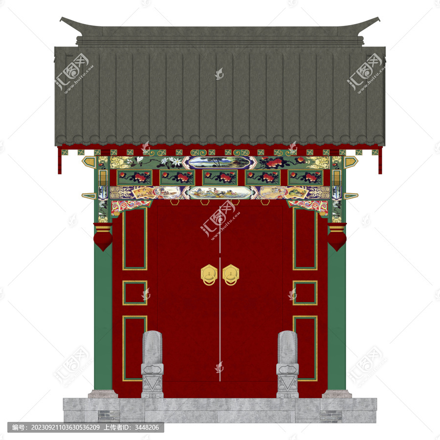 垂花門(mén)正立面效果圖