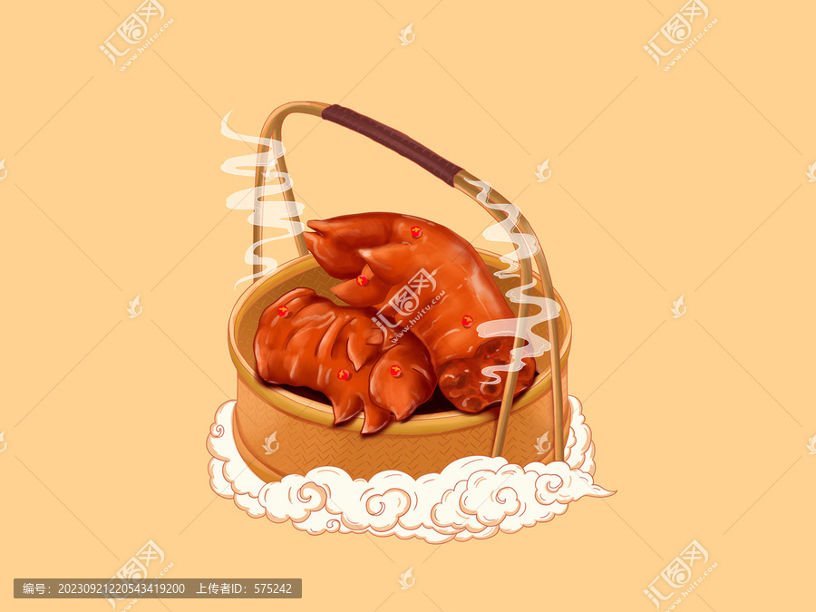 手繪豬蹄插畫