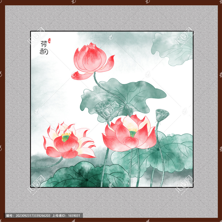 國畫荷花插畫