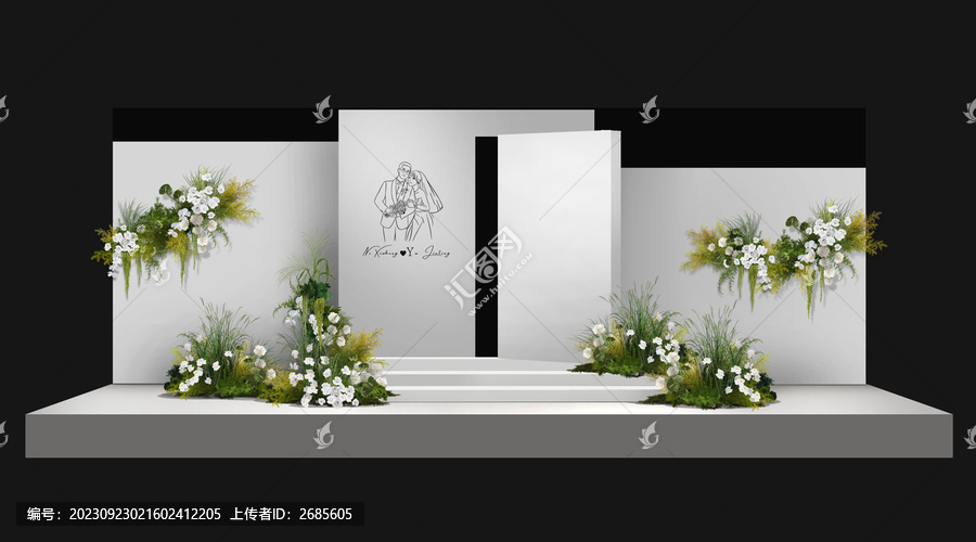 白綠色婚禮舞臺效果圖