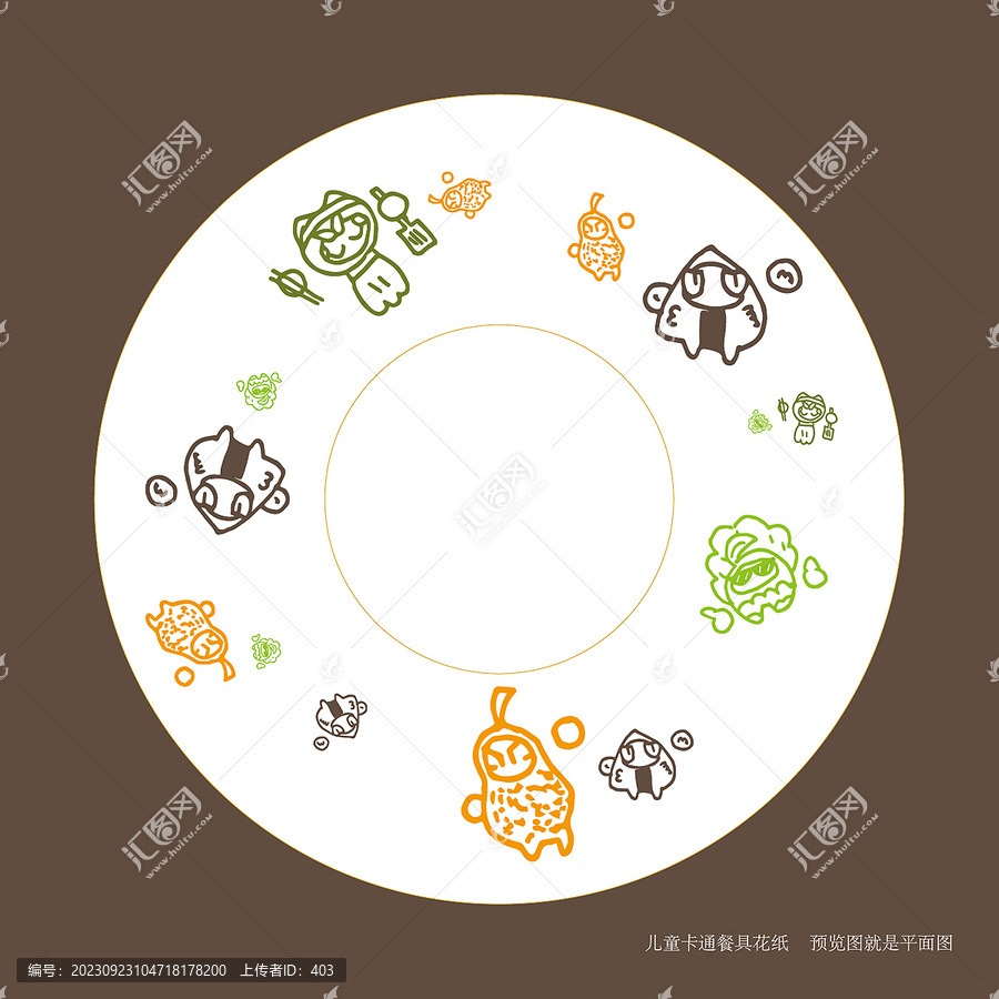 兒童卡通餐具花紙?jiān)O(shè)計(jì)