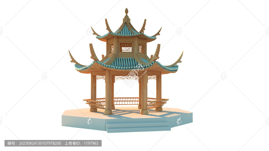 c4d亭子模型素材