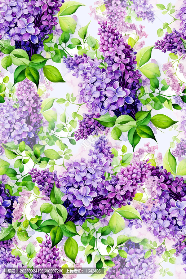 紫色水彩印花图案