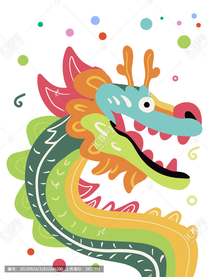 卡通龍童趣插畫