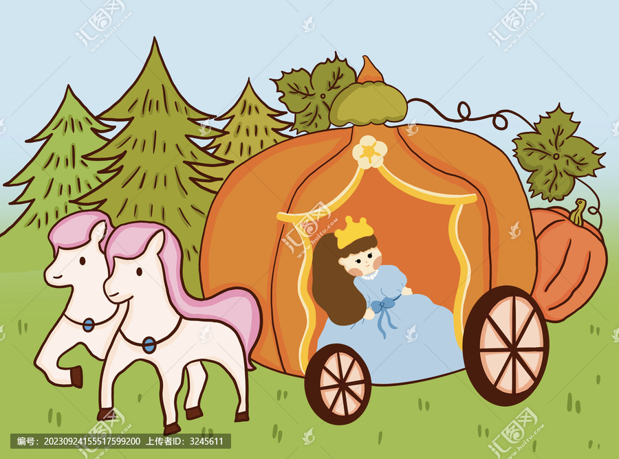 卡通南瓜馬車插畫