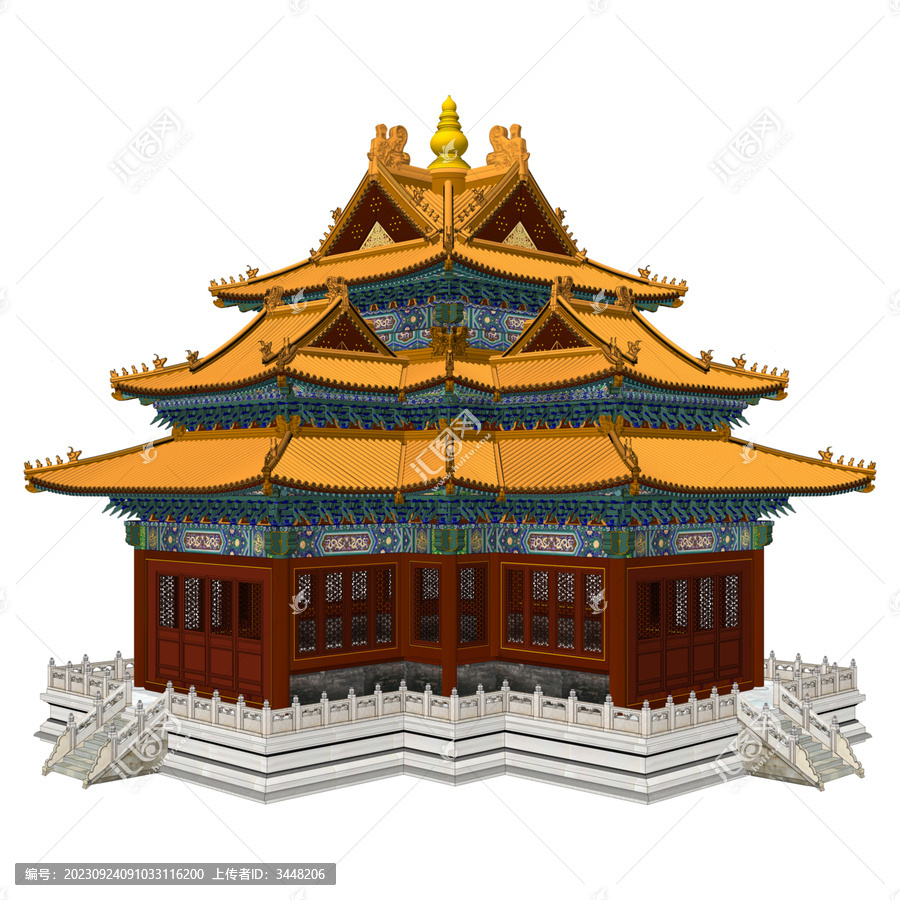 故宮角樓背面軸測(cè)效果圖