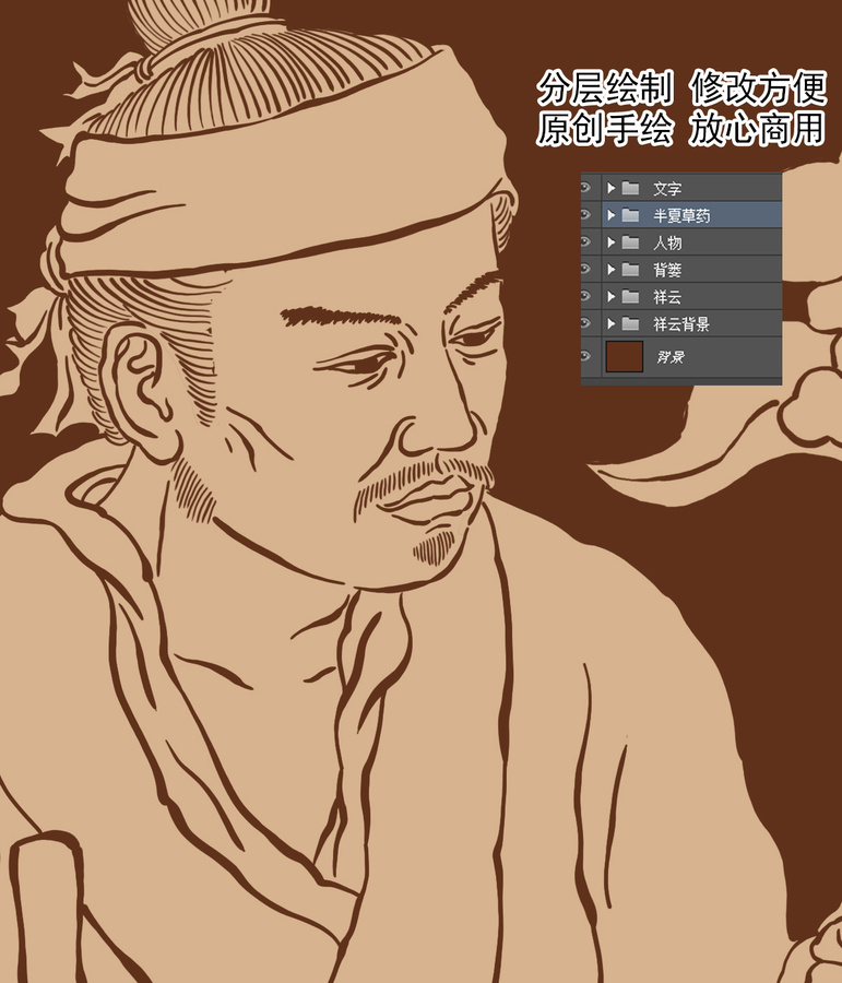 采藥線稿圖