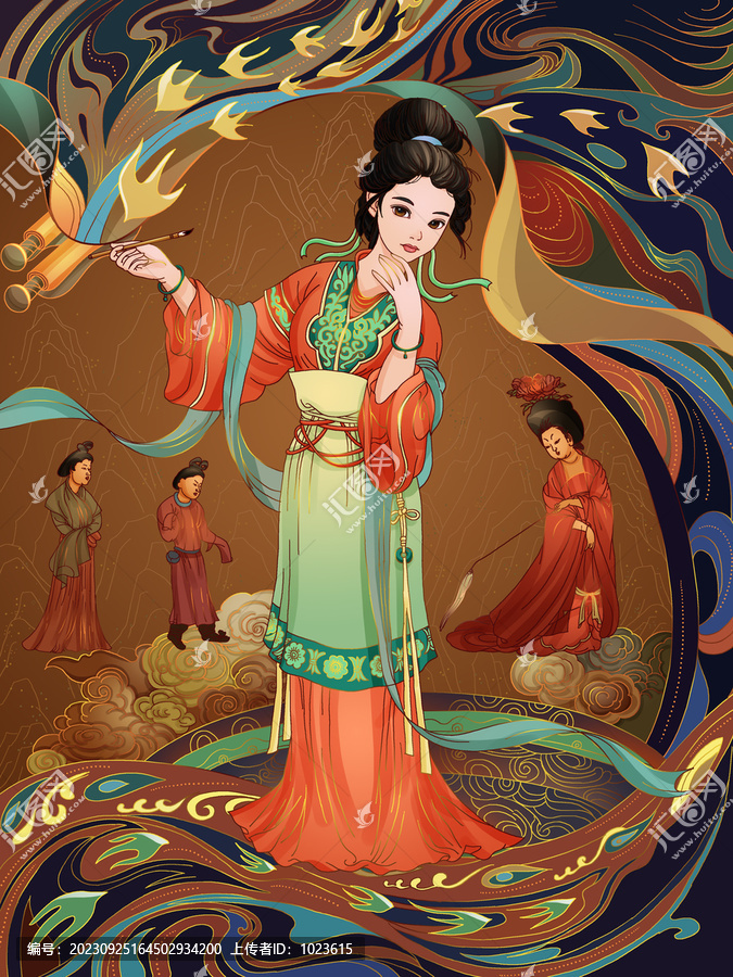 國潮中國風國寶文物擬人插畫