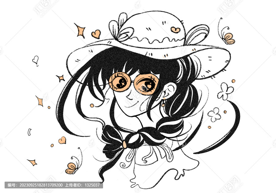 簡約風(fēng)人物文靜女孩插畫