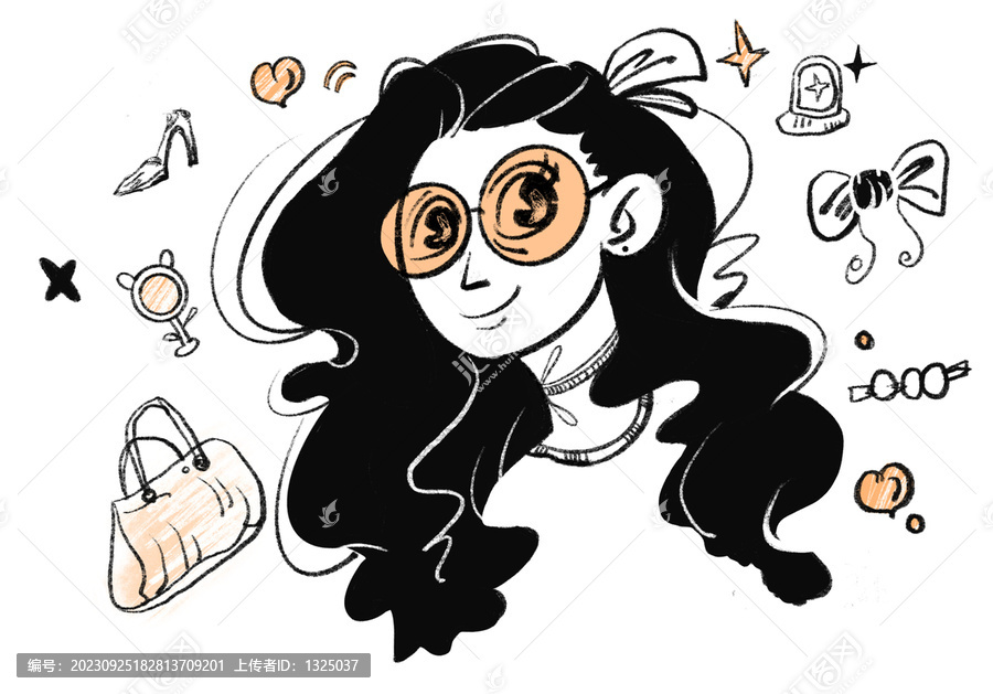 簡約風人物插畫時尚女孩
