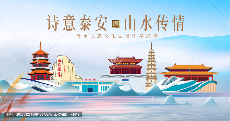 泰安市山水美景城市風光美景
