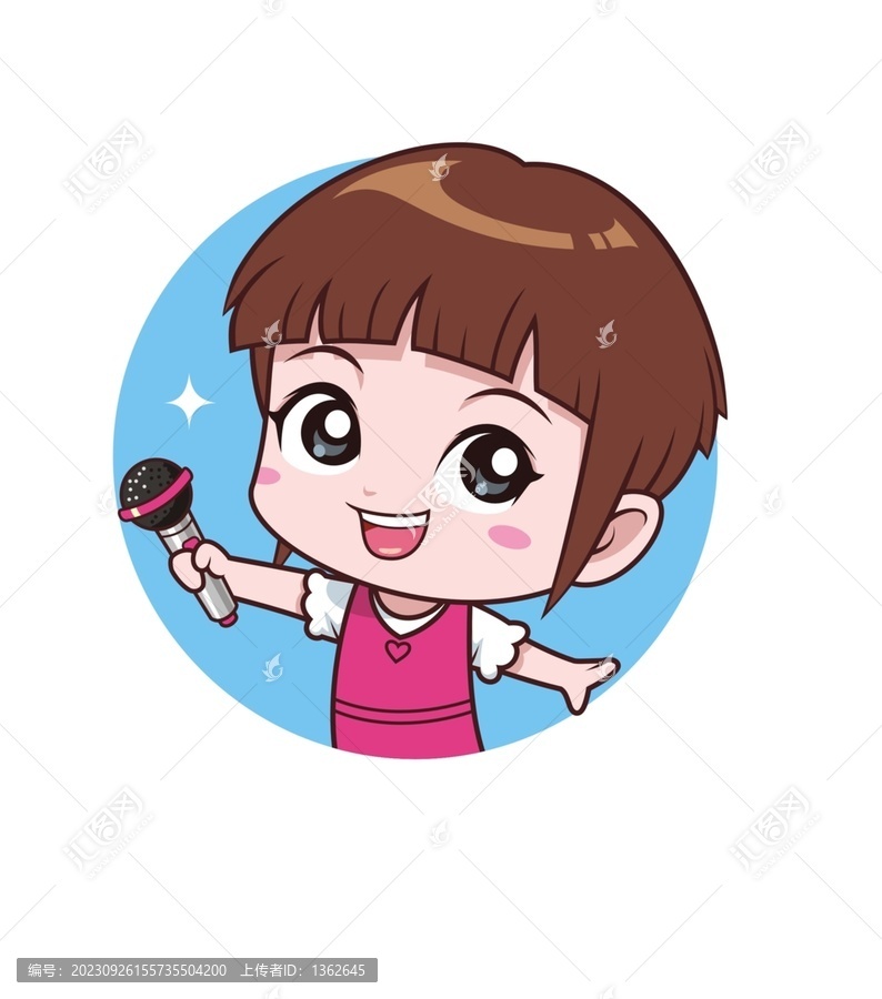 卡通可愛女孩主持半身