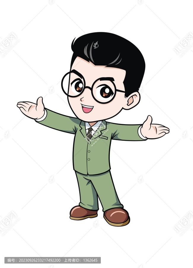 卡通年輕男教師歡迎