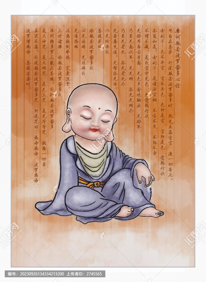 禪意小和尚之禪思坐在地上