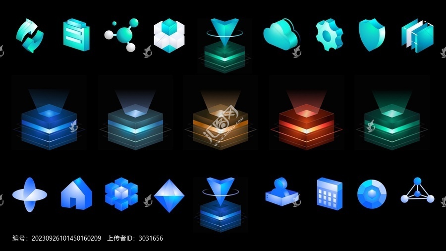 大數(shù)據(jù)可視化3D圖標(biāo)底座UI