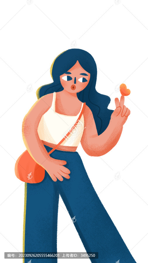 春游出行女生比耶元素插畫(huà)