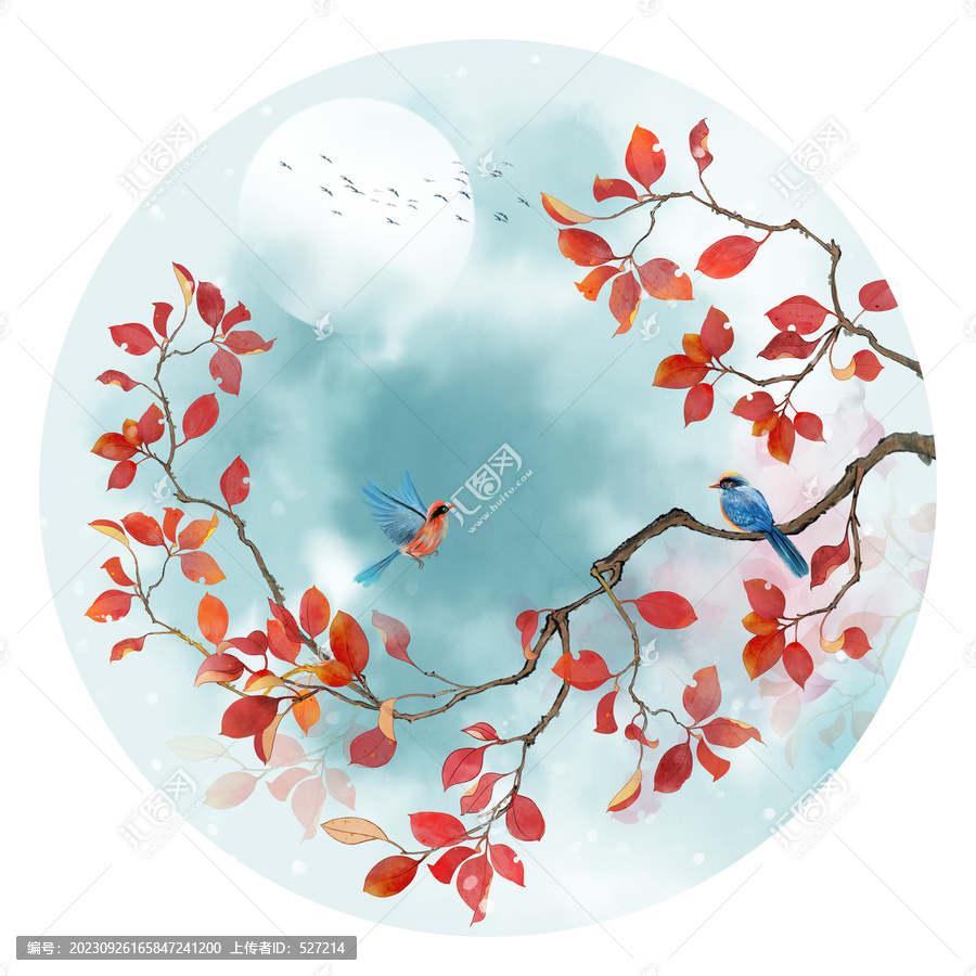 紅葉花鳥