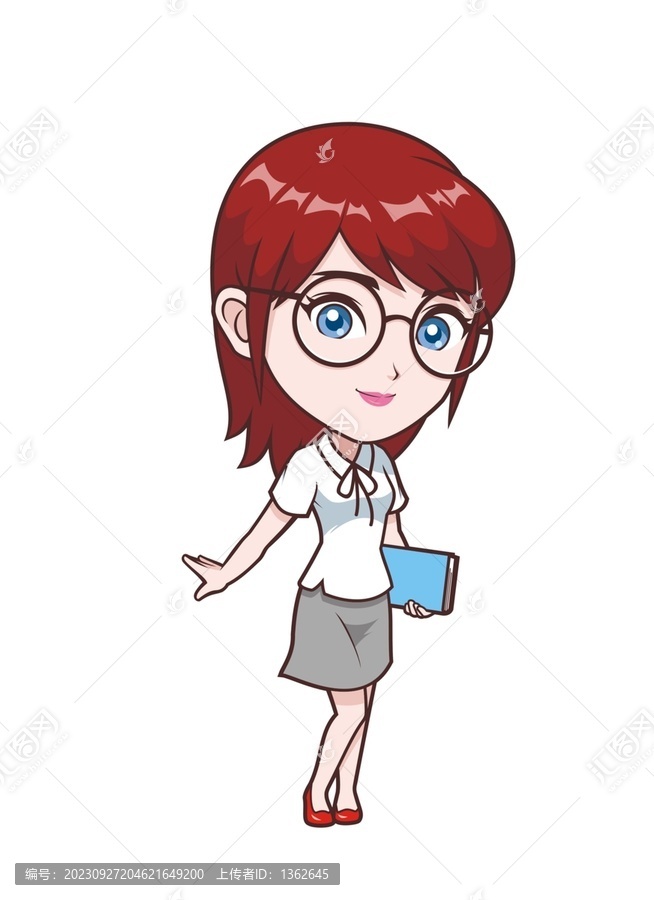 卡通年輕女教師