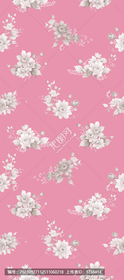 復(fù)古風(fēng)格四方連續(xù)花卉圖稿