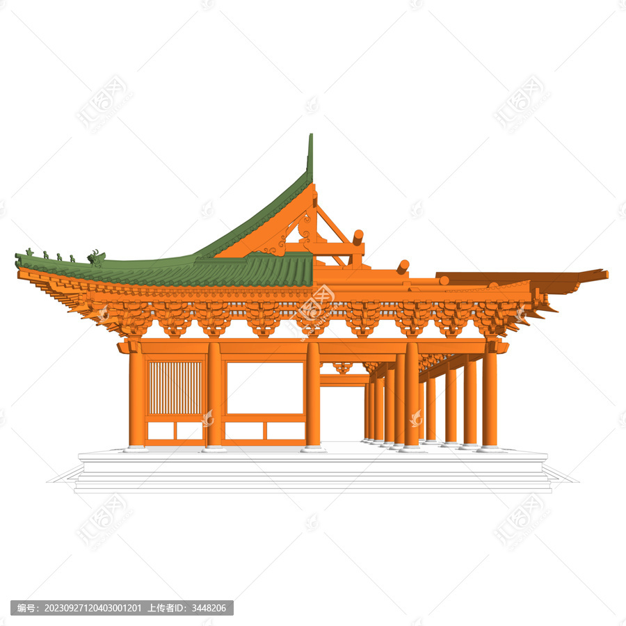 歇山大殿側(cè)面對(duì)比效果圖