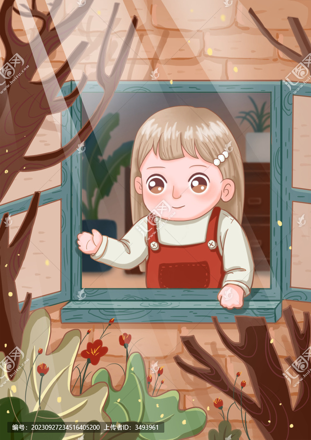 女孩的窗外小花園