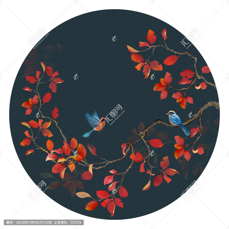 紅葉花鳥