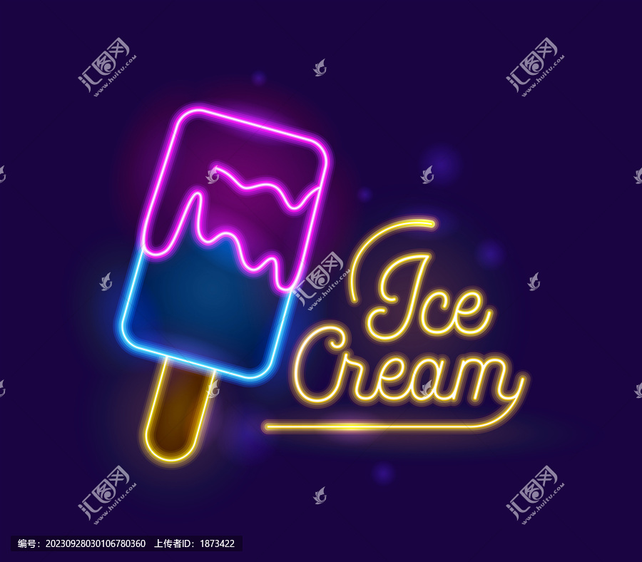 冰淇淋霓虹灯复古设计