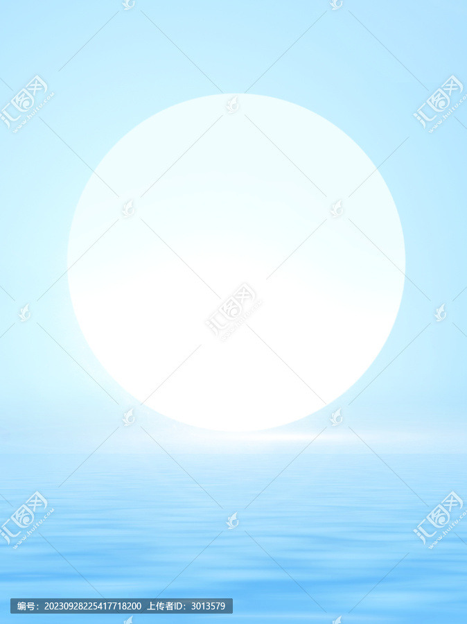 清新明月水波湖泊漸變背景展臺(tái)