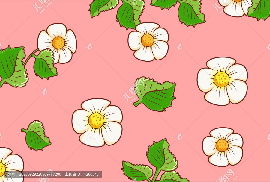 草莓花葉平鋪圖案