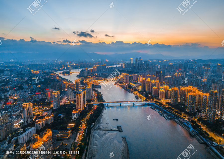 福州闽江日落夜景