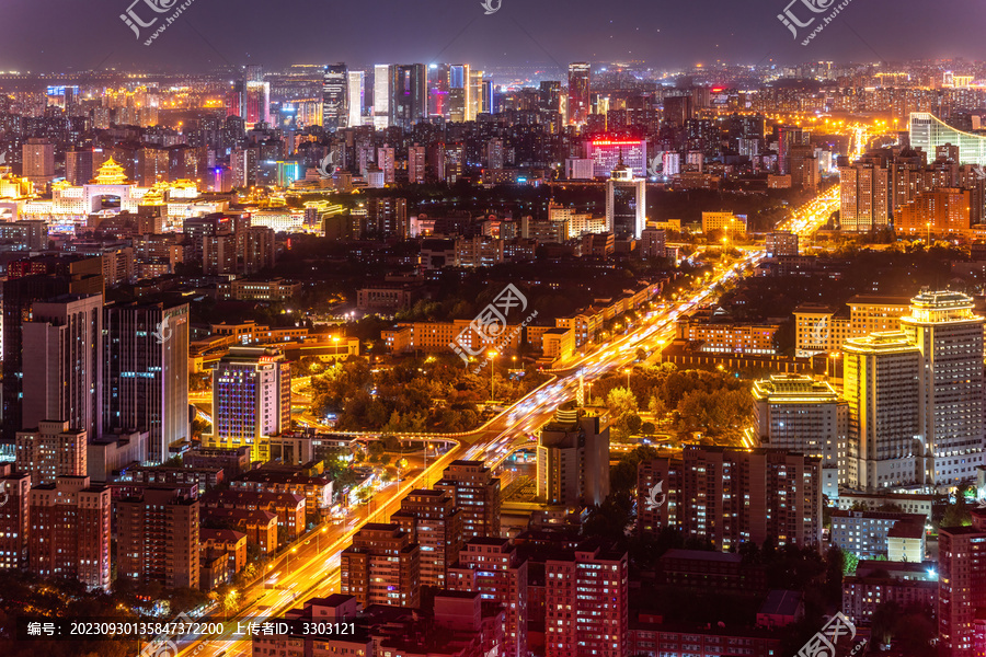 北京城市夜景鸟瞰