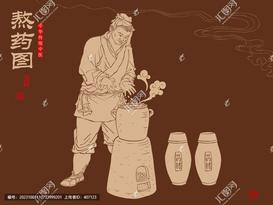 熬藥線稿圖