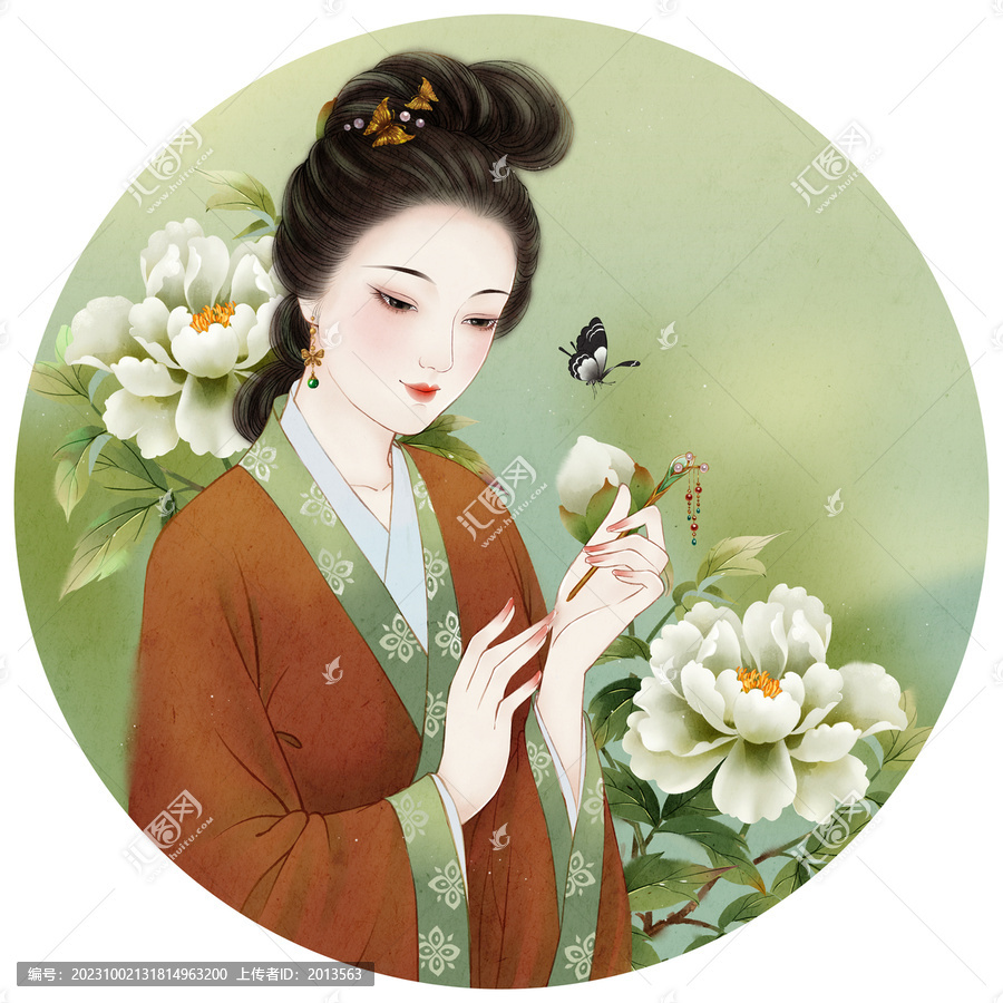 牡丹仕女圖