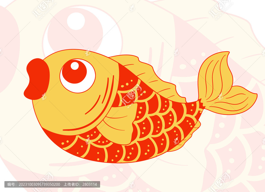 可愛卡通Q版錦鯉魚插畫年畫