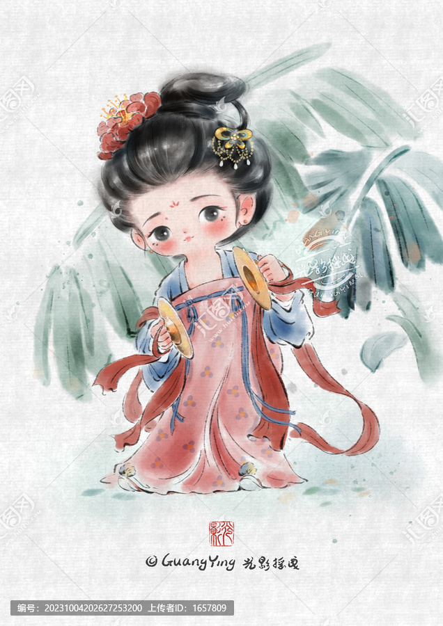 Q版民樂(lè)仕女圖