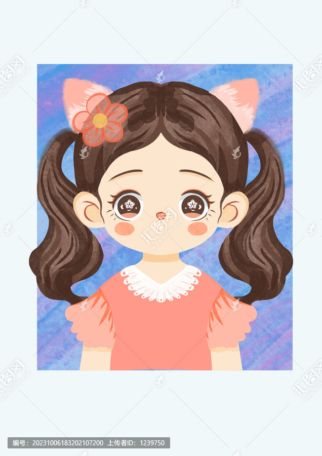 戴發(fā)箍卡通女孩甜美Q版