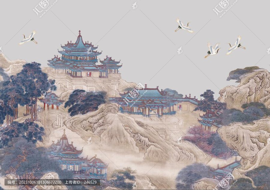 新中式閣樓山水