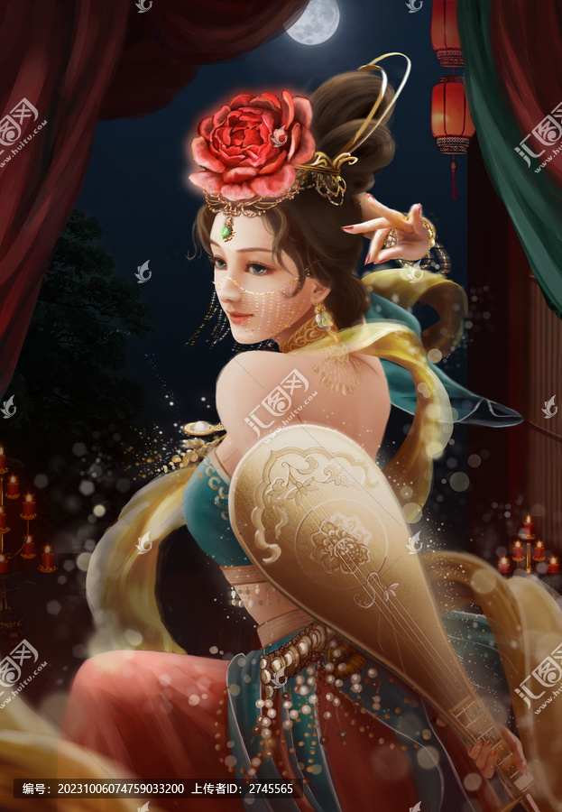 敦煌飛天伎樂之反彈琵琶