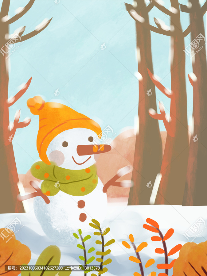 卡通冬季小雪大雪節(jié)氣插畫背景