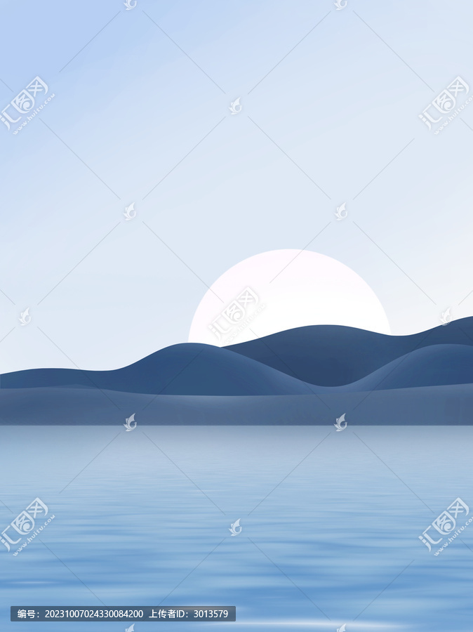 氛圍感月球山谷山峰湖面背景