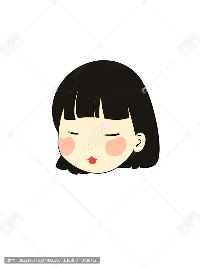 免摳手繪可愛(ài)有腮紅小女孩